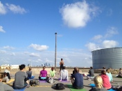 Tania Brown teaching at Rooftop Yoga